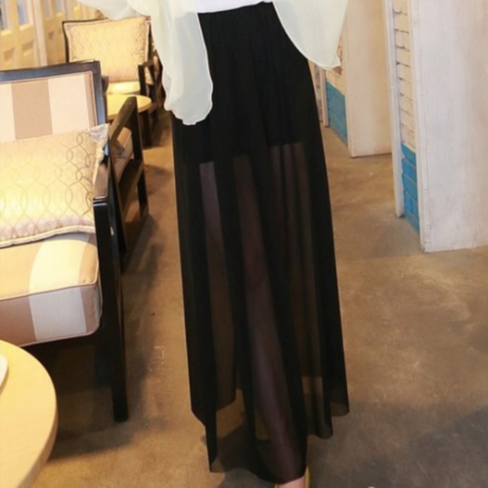 Black See Through w/ Slit Maxi Skirt